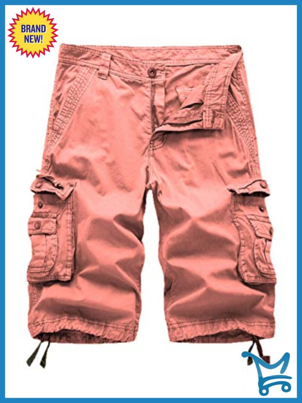 Women's Cotton Cargo Bermuda Shorts High Rise Drawstring Multi-Pocket